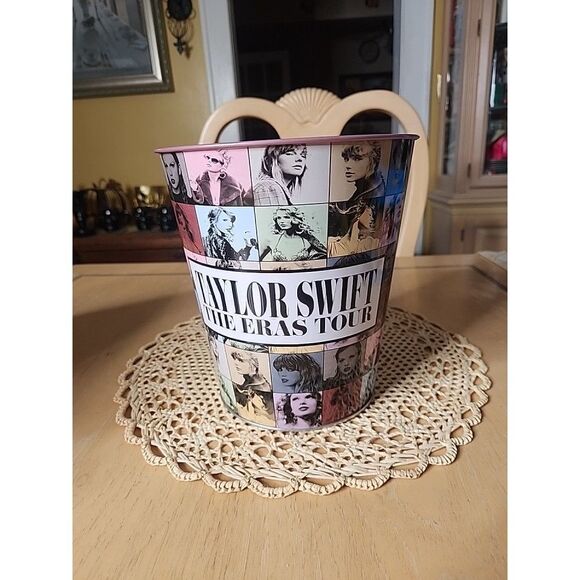 TAYLOR SWIFT  BUCKET, THE ERAS TOUR MOVIE POPCORN Bucket Pink Tin - Picture 1 of 3